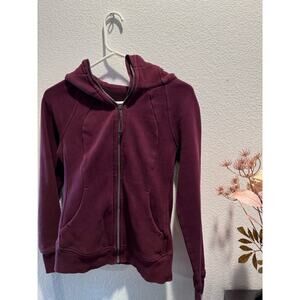 Lululemon Scuba Hoodie Size 4 Burgundy Zip‎ Up Thick Cozy Athleisure Jacket